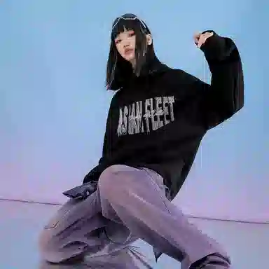 三体 美式复古字母印花宽松休闲连帽卫衣 男女同款