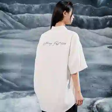 三体 不要回答系列 简约字母印花基础翻领开衫休闲宽松百搭美式复古高街潮牌时尚舒适学生多巴胺透气薄款短袖衬衫 男女同款