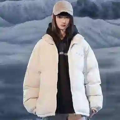 三体 不要回答系列 宽松美式休闲户外防风防水防寒加厚立领开衫舒适简约基础款字母印花纯色百搭时尚保暖柔软潮牌棉服 男女同款