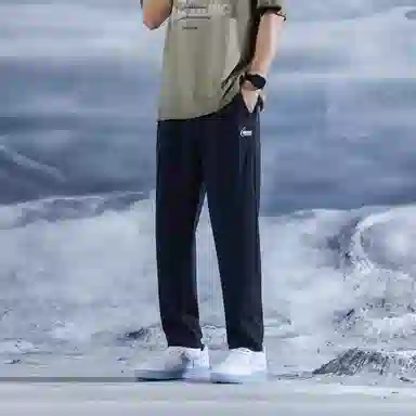 三体 水滴系列 冰丝垂感透气薄款简约基础直筒百搭宽松阔腿纯色美式复古高街潮牌学院风多巴胺学生显瘦时尚休闲裤 男女同款