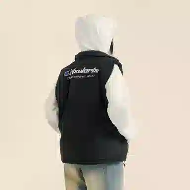 三体 末日之战系列 美式复古撞色拼接简约基础款字母印花宽松立领拉链休闲保暖厚款高街潮牌面包服城市风百搭无袖马甲 男女同款