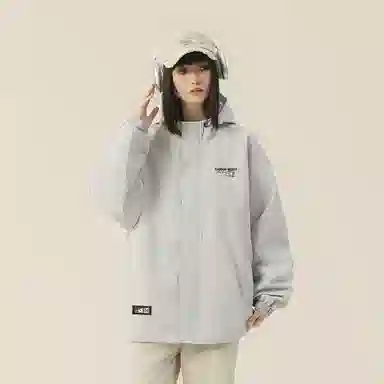 三体 游戏系列 简约基础款字母印花休闲美式复古高街潮牌户外工装机能风多巴胺宽松防风防寒百搭日系连帽长袖夹克外套 男女同款