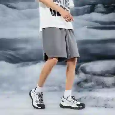 三体 问题系列  简约纯色基础百搭宽松直筒松紧系绳美式复古高街潮牌时尚舒适学生多巴胺个性薄款跑步健身休闲短裤 男女同款