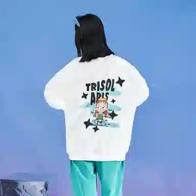 三体 云天明三个童话系列 休闲基础配色日常宽松圆领落肩卫衣 男女同款