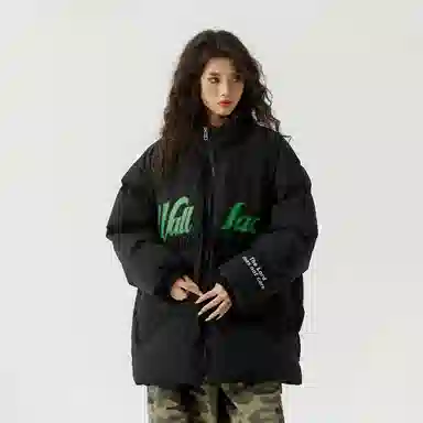 三体 面壁者系列 美式复古简约基础款字母印花加厚保暖防风防水防寒户外机能风宽松百搭立领开衫潮牌面包服棉服 男女同款