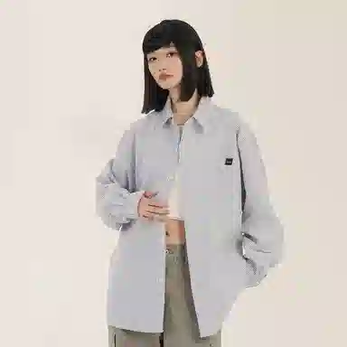 三体 你们都是虫子系列 复古美式简约基础款字母印花长款时尚百搭舒适透气薄款翻领条纹开衫休闲学生多巴胺长袖衬衫 男女同款