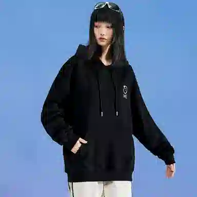 三体 文明符号系列 纯色多巴胺简约印花休闲百搭基础口袋宽松连帽套头重磅长袖卫衣 男女同款