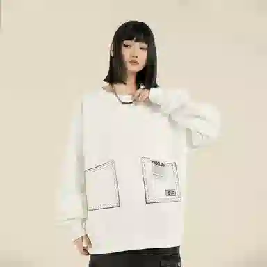 三体 符号系列 创意假口袋美式复古趣味字母印花简约休闲宽松圆领套头百搭长袖保暖学生多巴胺高街潮牌重磅卫衣 男女同款