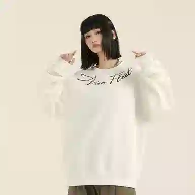 三体 太空军舰队系列 美式复古简约基础款字母印花宽松休闲百搭高街潮牌时尚舒适个性学生多巴胺重磅圆领套头长袖卫衣 男女同款