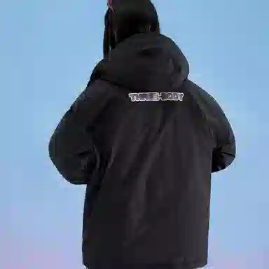 三体 红岸基地系列 超级符号绣章字母连帽纯色基础款加厚派克宽松保暖防风防水工装户外休闲外套羽绒服 男女同款