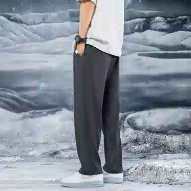 三体 问题系列 基础款纯色垂感自然直筒宽松阔腿百搭美式复古高街潮牌时尚舒适西装裤空调裤免烫商务多巴胺休闲裤 男女同款