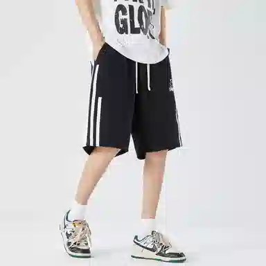 三体 文明系列 美式复古基础简约字母印花宽松短袖上衣条纹直筒短裤高街潮牌时尚舒适学生多巴胺日常休闲运动套装 男女同款