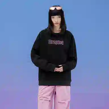 三体 水滴危机系列 简约字母绣花休闲宽松复古美式高街潮牌套头圆领百搭重磅基础款纯色学生多巴胺日常通勤卫衣 男女同款