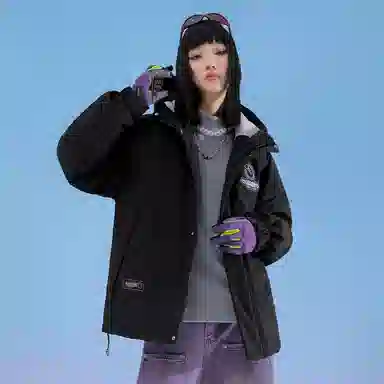 三体 红岸基地系列 超级符号绣章字母连帽纯色基础款加厚派克宽松保暖防风防水工装户外休闲外套羽绒服 男女同款