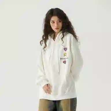 三体 美式复古简约基础款纯色字母印花休闲宽松高街潮牌街头嘻哈百搭连帽重磅卫衣 男女同款