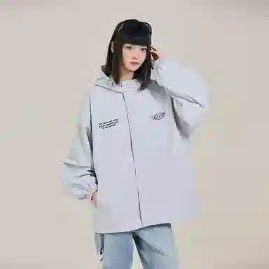 三体 文明系列 美式复古简约基础款纯色字母印花宽松连帽防水防风登山潮牌时尚户外休闲百搭机能风夹克外套 男女同款