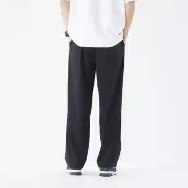 三体 冰丝透气美式复古纯色基础简约抽绳宽松直筒垂感拖地柔软舒适百搭户外弹力学生多巴胺薄款显瘦潮牌高街休闲裤 男女同款