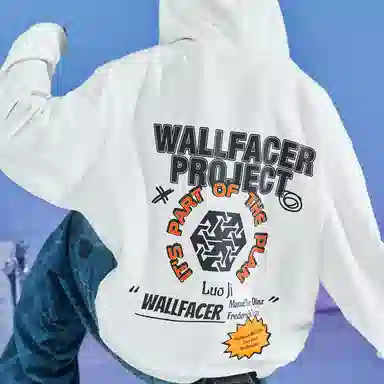 三体 面壁计划系列 复古经典休闲字母涂鸦印花宽松连帽透气防风长袖卫衣 男女同款