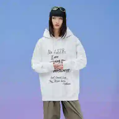 三体 连帽宽松字母印花长袖卫衣 男女同款
