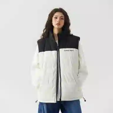 三体 文明系列 撞色拼接美式复古简约基础款字母印花百搭立领开衫户外工装机能风休闲宽松保暖加厚舒适防风无袖马甲 男女同款