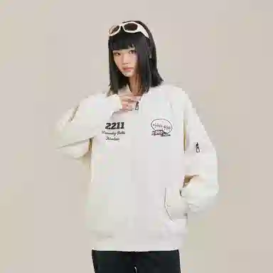 三体 水滴系列 简约基础款纯色拉链字母印花保暖防风棒球领开衫飞行服户外工装机能风美式复古高街潮牌个性夹克外套 男女同款