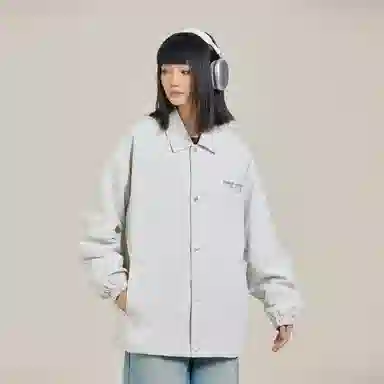 三体 水滴系列 简约基础款纯色字母印花休闲宽松百搭翻领开衫教练飞行服高街潮牌时尚舒适学生多巴胺防风夹克外套 男女同款