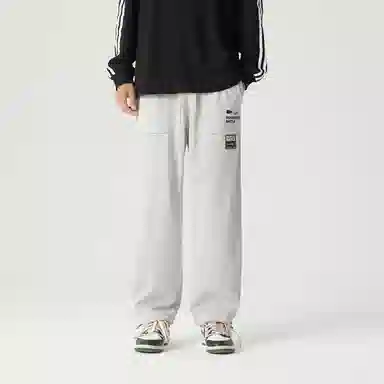 三体 末日之战系列 简约基础款字母印花宽松学生多巴胺高街潮牌复古美式百搭垂感自然中腰脚口抽绳两用直筒休闲裤 男女同款