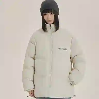 三体 文明系列 宽松保暖百搭纯色简约基础款字母印花防风防水防寒加厚美式复古立领开衫潮牌柔软舒适面包服棉服 男女同款