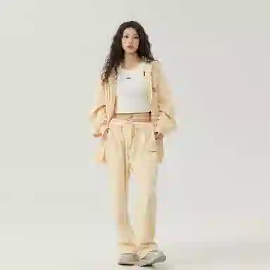 三体 水滴系列 美式复古简约基础款字母印花宽松百搭舒适连帽卫衣垂感中腰直筒裤子休闲运动套装 男女同款