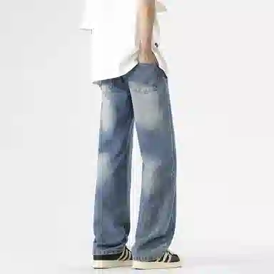 布客行 美式高街复古水洗宽松直筒垂感休闲百搭款牛仔裤 男女同款