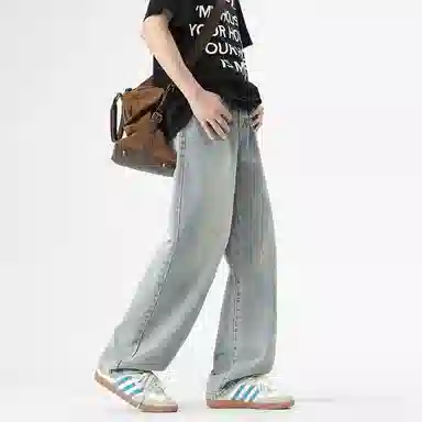 布客行 美式高街复古水洗宽松直筒垂感休闲百搭款牛仔裤 男女同款