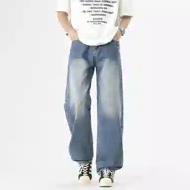 布客行 美式高街复古水洗宽松直筒垂感休闲百搭款牛仔裤 男女同款