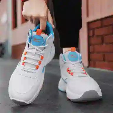 Warrior High-Top Basketball Sneakers White Blue Orange