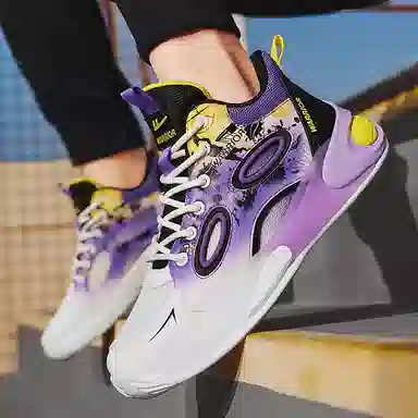 Warrior Classic Mid Basketball Shoes Purple White Black