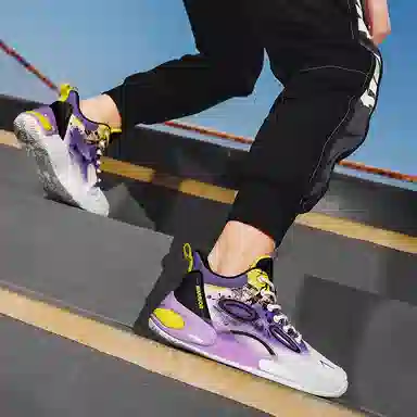 Warrior Classic Mid Basketball Shoes Purple White Black