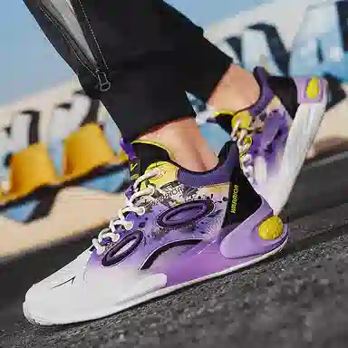 Warrior Classic Mid Basketball Shoes Purple White Black