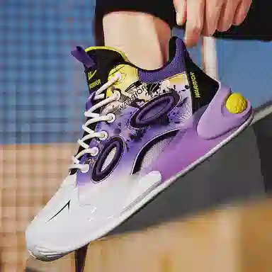 Warrior Classic Mid Basketball Shoes Purple White Black