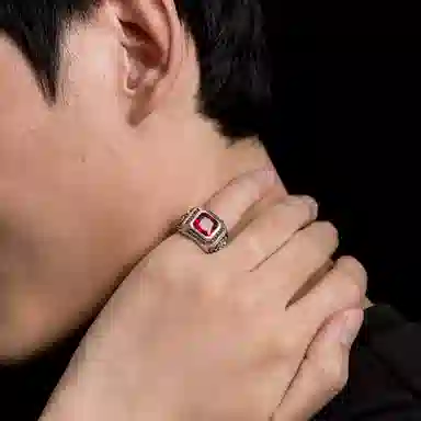 Yamagata Dragon Lion Gemstone Ring 925 Silver