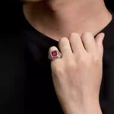 Yamagata Dragon Lion Gemstone Ring 925 Silver