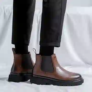 敦奴 复古百搭经典时尚 短筒 切尔西靴 男款