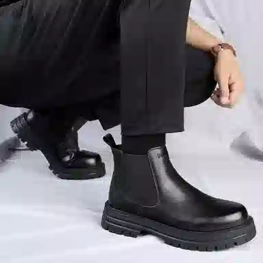 敦奴 舒适潮流 短筒 切尔西靴 男款 黑色