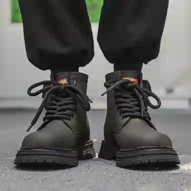 敦奴 牛皮 英伦 时尚潮流 短筒 马丁靴 男款