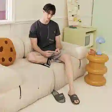 芬腾 纯棉圆领柔软短袖短裤睡衣套装 男款