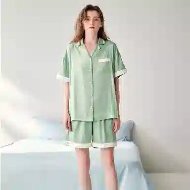 芬腾 薄款凉感抗菌短袖宽松大码短裤睡衣套装 女款