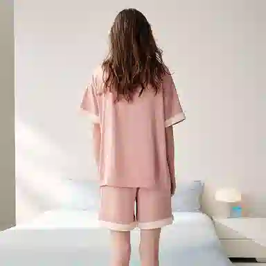 芬腾 薄款凉感抗菌短袖宽松大码短裤睡衣套装 女款
