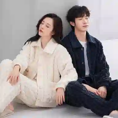 芬腾 珊瑚绒睡衣女冬季秋冬款超加厚加绒保暖套装冬天泡泡绒 家居服 家居套装  女款  米白