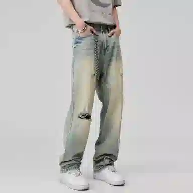 ALL IN Vintage Distressed Straight Jeans