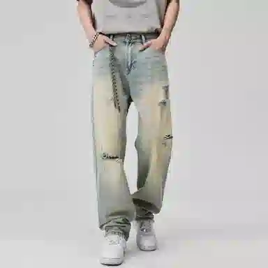 ALL IN Vintage Distressed Straight Jeans