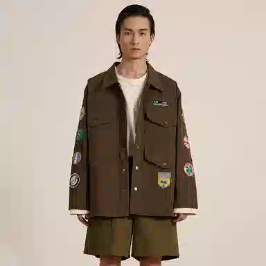 Profound Embroidered Military Jacket Brown