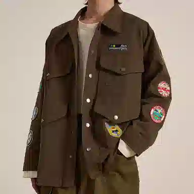 Profound Embroidered Military Jacket Brown